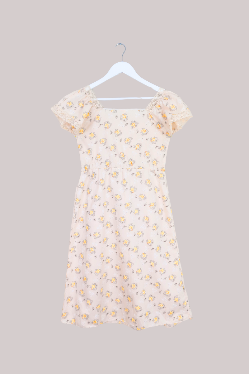 Vintage Mini Prairie Dress - Pastel Yellow Wildflower - Size XXS by All About Audrey