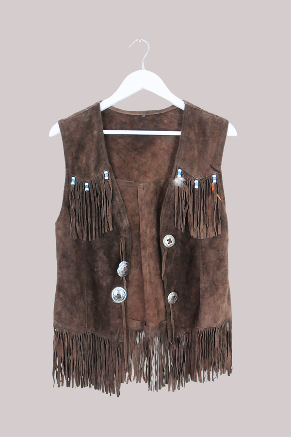 Vintage Waistcoat - Cocoa Feathers - Free Size