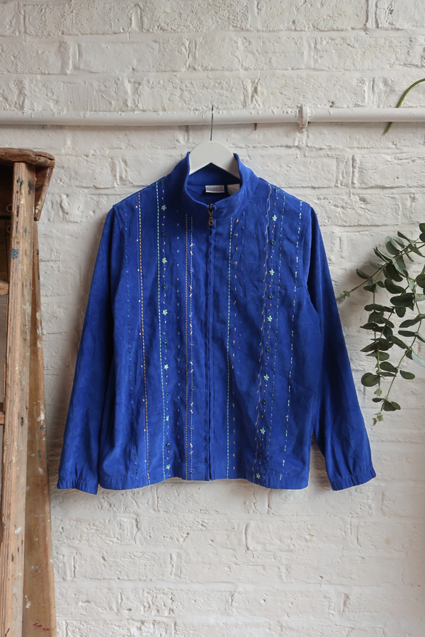 Vintage Coat - Cornflower Blue Suede - Size S
