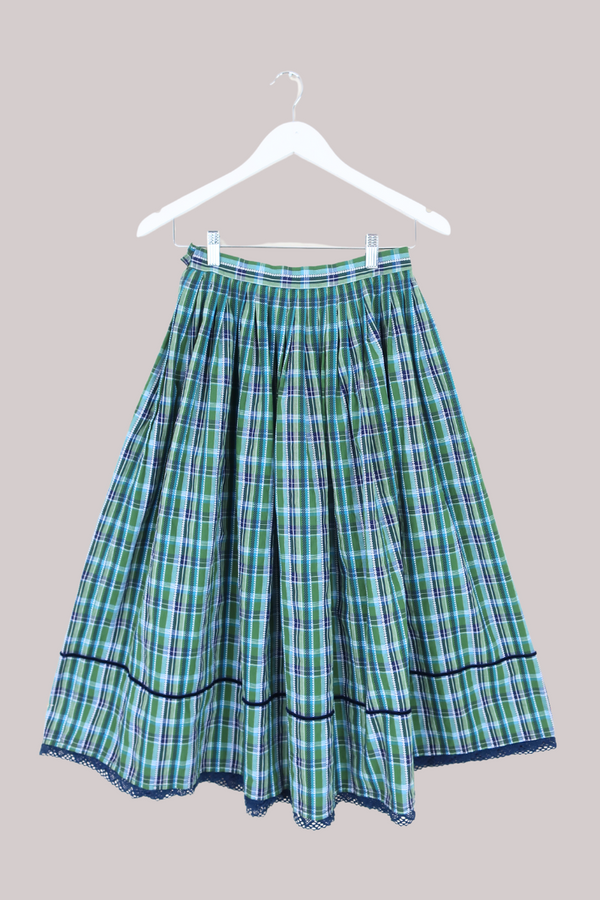 Vintage Skirt - Tartan Blue Lace - Size XXS