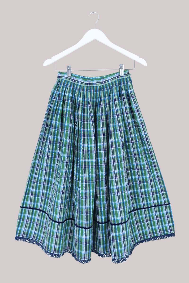 Vintage Skirt - Tartan Blue Lace - Size XXS