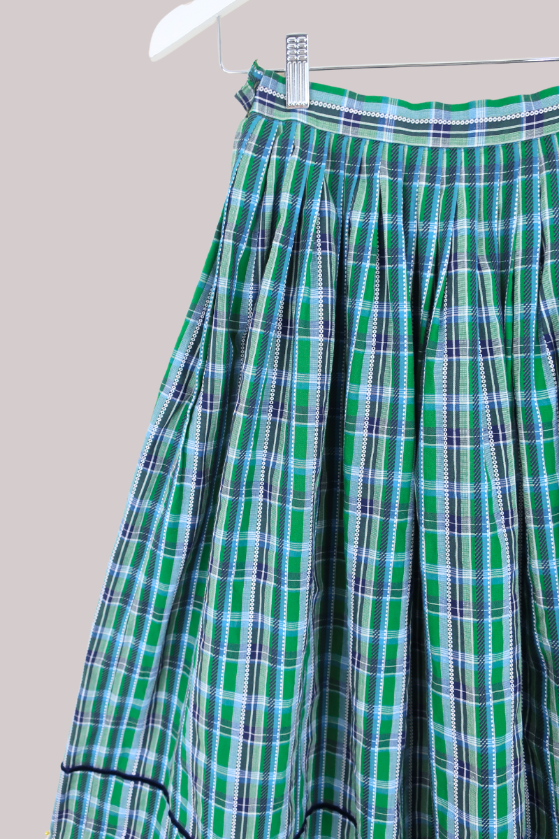 Vintage Skirt - Tartan Blue Lace - Size XXS