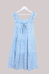 Vintage Tiered Sundress - Cornflower & Ivory Floral - Size S by All About Audrey