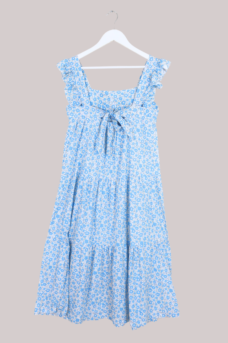 Vintage Tiered Sundress - Cornflower & Ivory Floral - Size S by All About Audrey