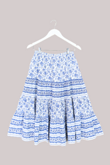 Vintage Skirt - Prairie Blue & White Border Floral - Free Size by All About Audrey