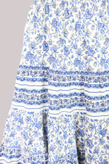 Vintage Skirt - Prairie Blue & White Border Floral - Free Size by All About Audrey