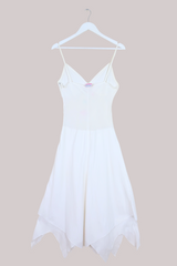 Vintage 90s Handkerchief Sundress - White Floral Embroidered - Size S by All About Audrey