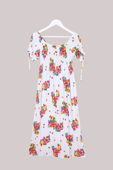 Vintage Bardot Dress - Almond Colourful Roses - Size XS-S/M by All About Audrey
