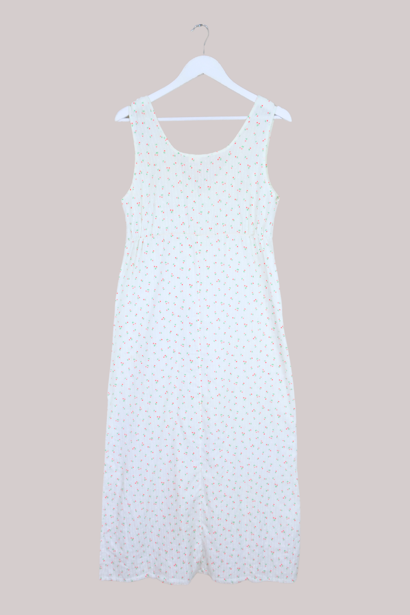 Vintage Maxi Dress - Ditsy Cherry Stripes - Size M by All About Audrey