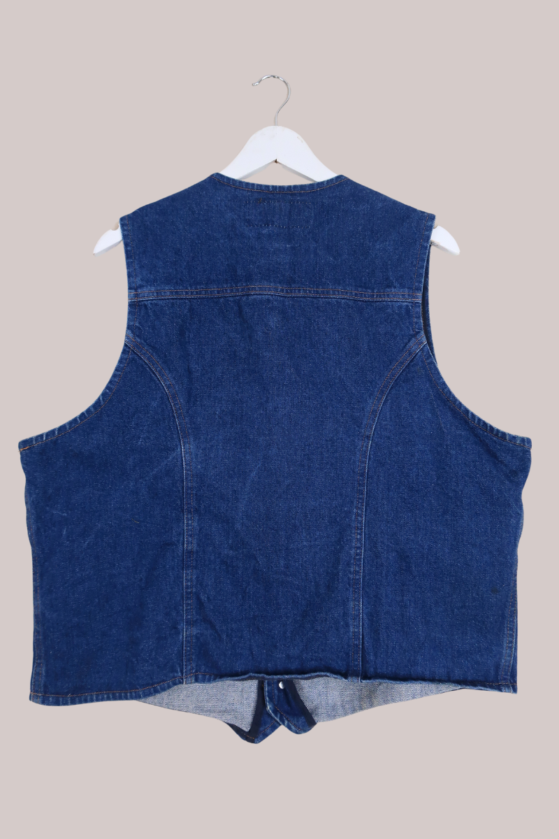Vintage Navy Denim Wrangler Waistcoat - Size XL/XXL by All About Audrey