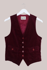 Vintage Burgundy Velvet Waistcoat - Size XXS by All About Audrey