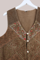 Vintage Embroidered Wildflower Patchwork Waistcoat - Size M by All About Audrey