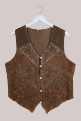 Vintage Embroidered Wildflower Patchwork Waistcoat - Size M by All About Audrey