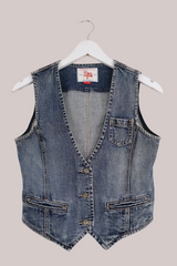 Vintage Espirit Coy Denim Waistcoat - Size XXS/XS