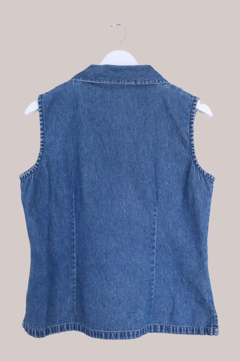 Vintage Child's Play Embroidered Denim Waistcoat - Size S/M by All About Audrey