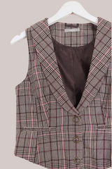 Vintage Tuxedo Cut Houndstooth Waistcoat - Size XS/S by All About Audrey