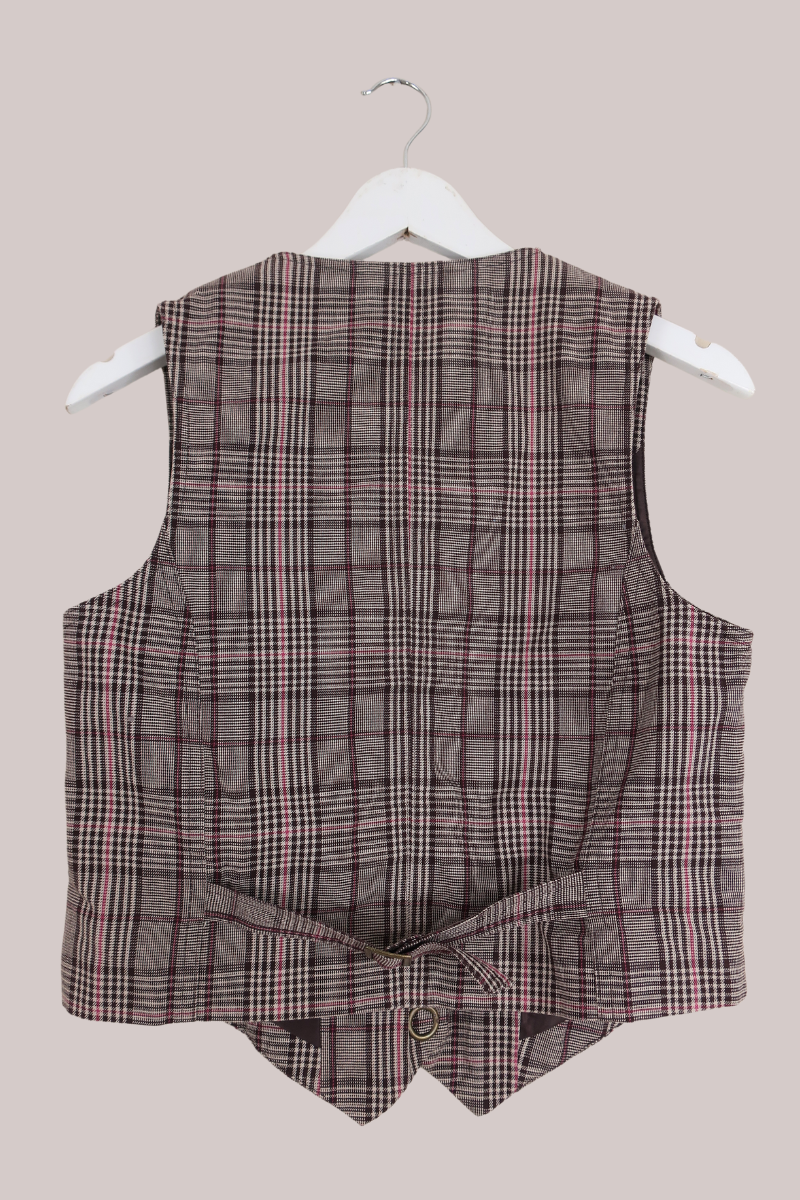 Vintage Tuxedo Cut Houndstooth Waistcoat - Size XS/S by All About Audrey