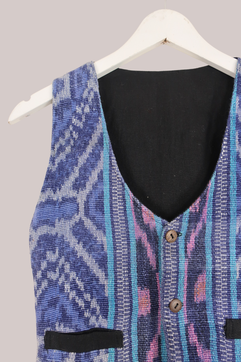 Vintage Heavily Embroidered Blues Waistcoat - Size XXS by All About Audrey