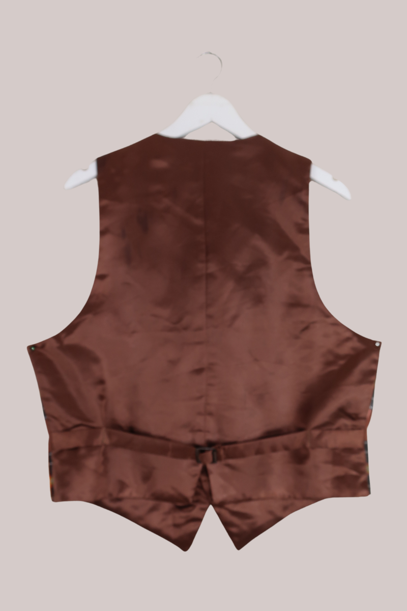 Vintage Highland Bonfire Tartan Waistcoat - Size M/L