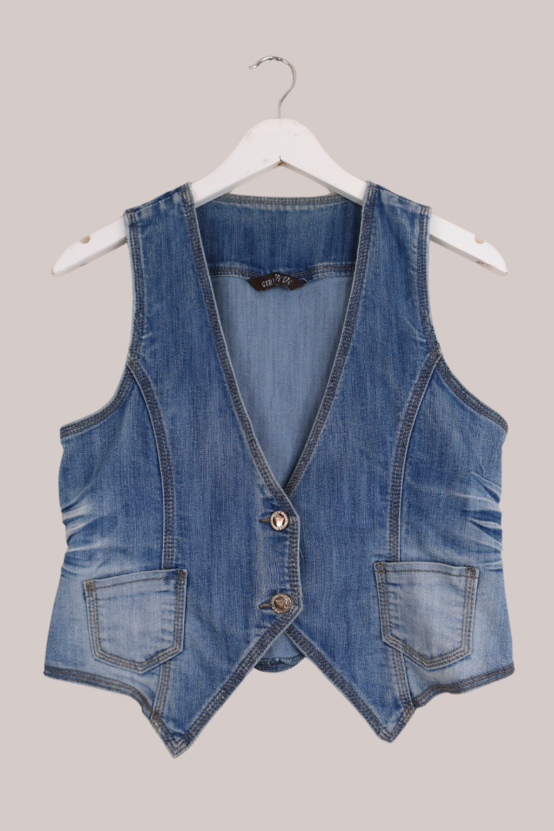 Vintage Viva Love Denim Waistcoat - Size XS by All About Audrey