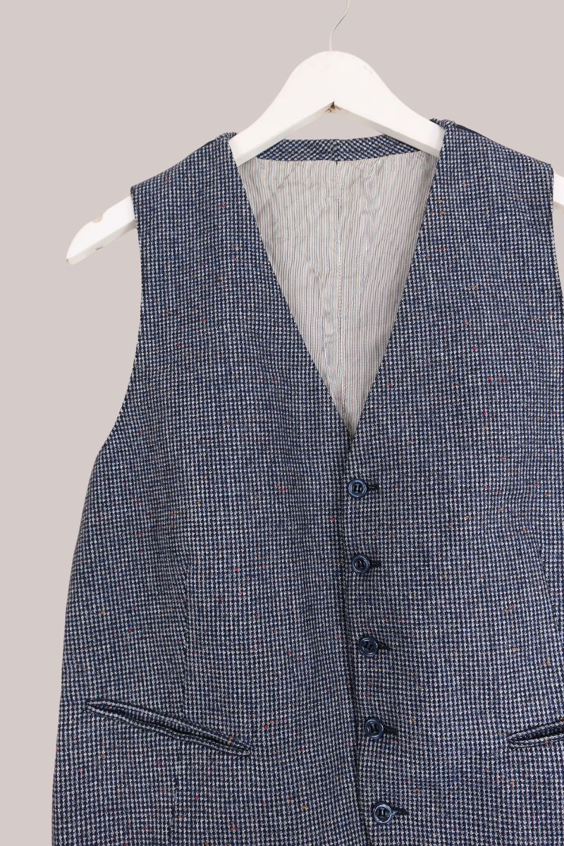 Vintage Blue Dart Mottled Twill Waistcoat - Size M/L by All About Audrey