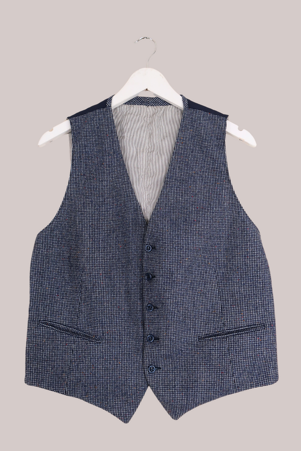 Vintage Blue Dart Mottled Twill Waistcoat - Size M/L by All About Audrey