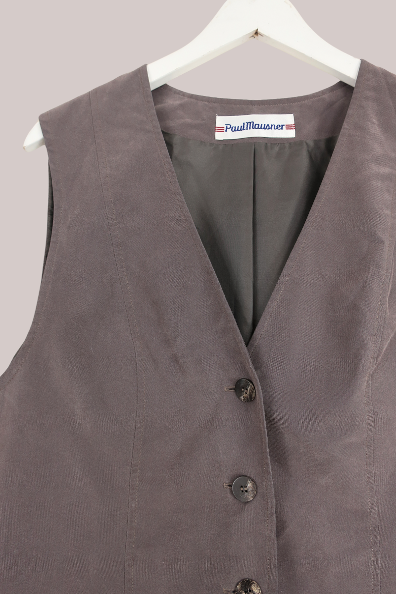Vintage Paul Mausner Dove Grey Waistcoat - Size L by All About Audrey