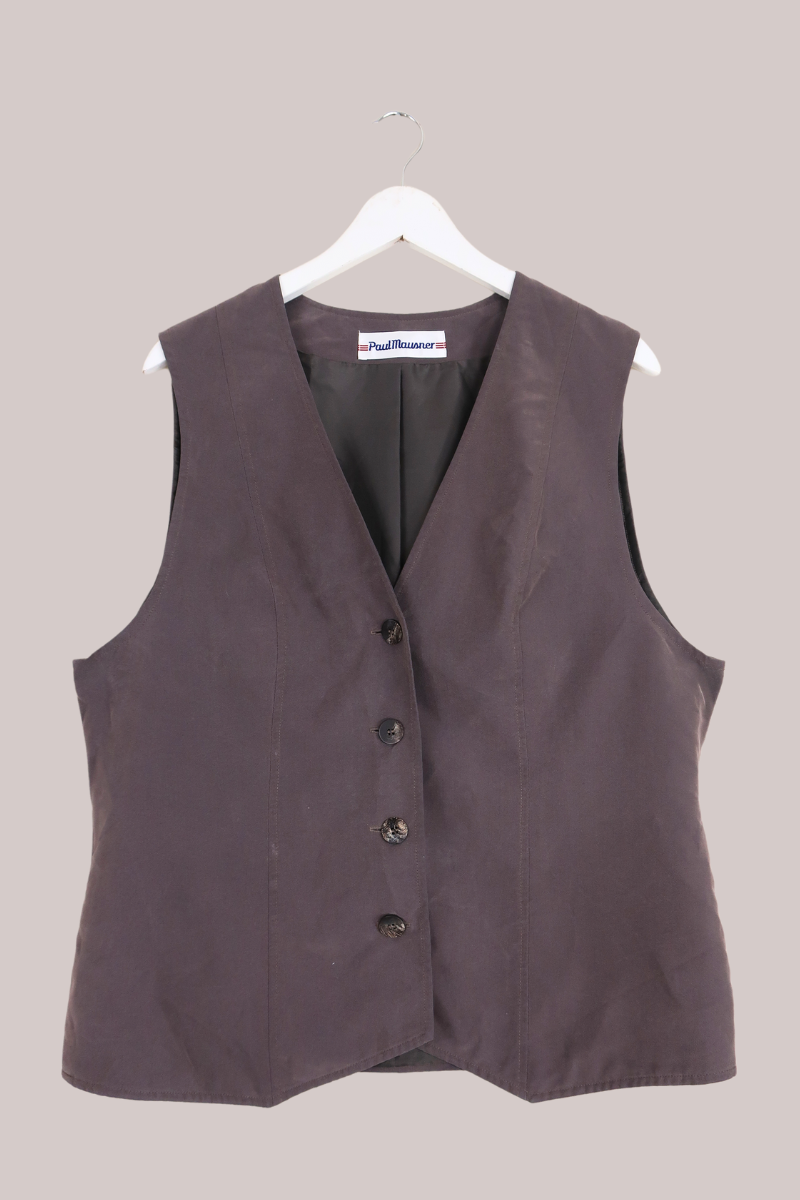 Vintage Paul Mausner Dove Grey Waistcoat - Size L by All About Audrey
