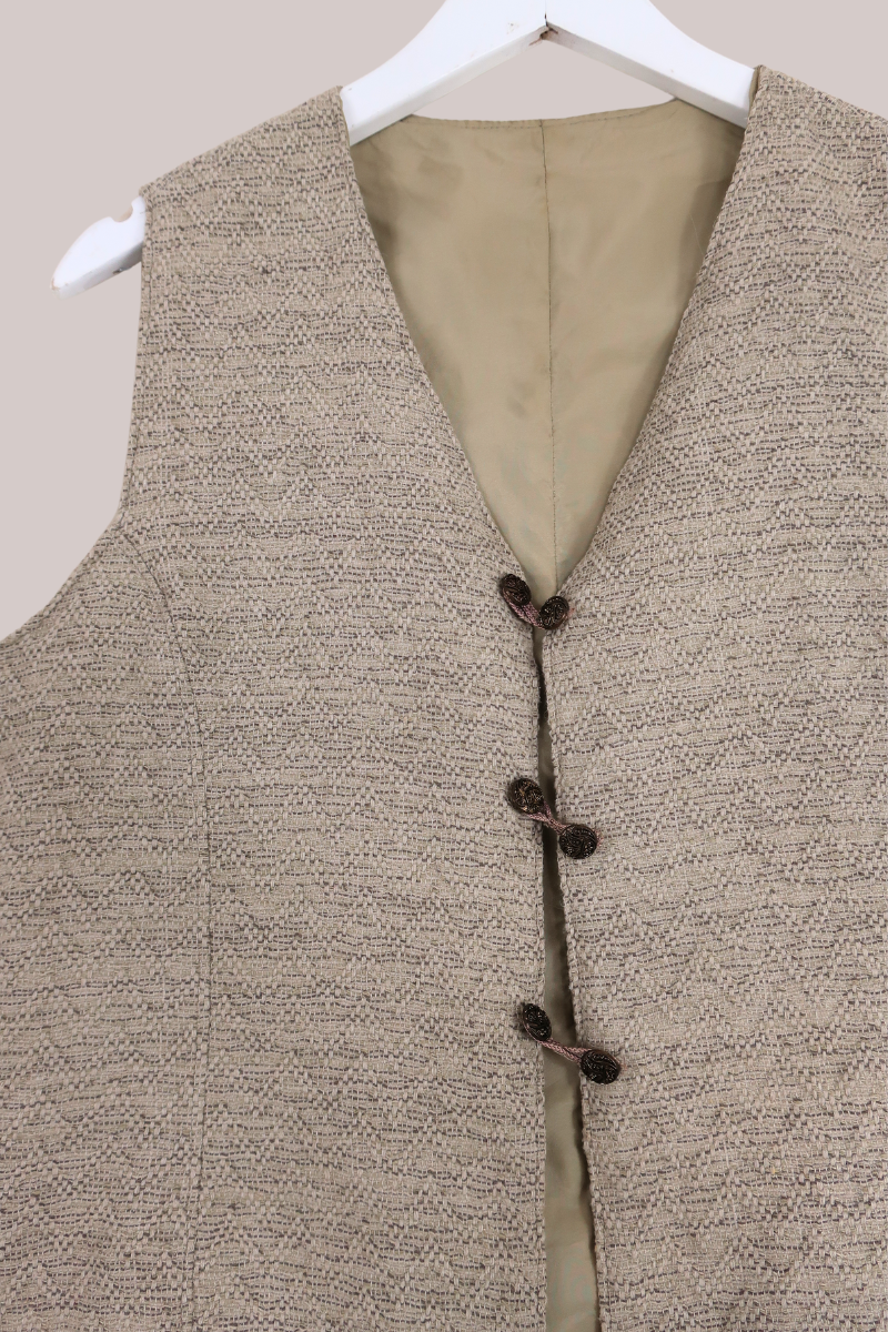 Vintage Ecru Natural Weave Waistcoat - Size M/L