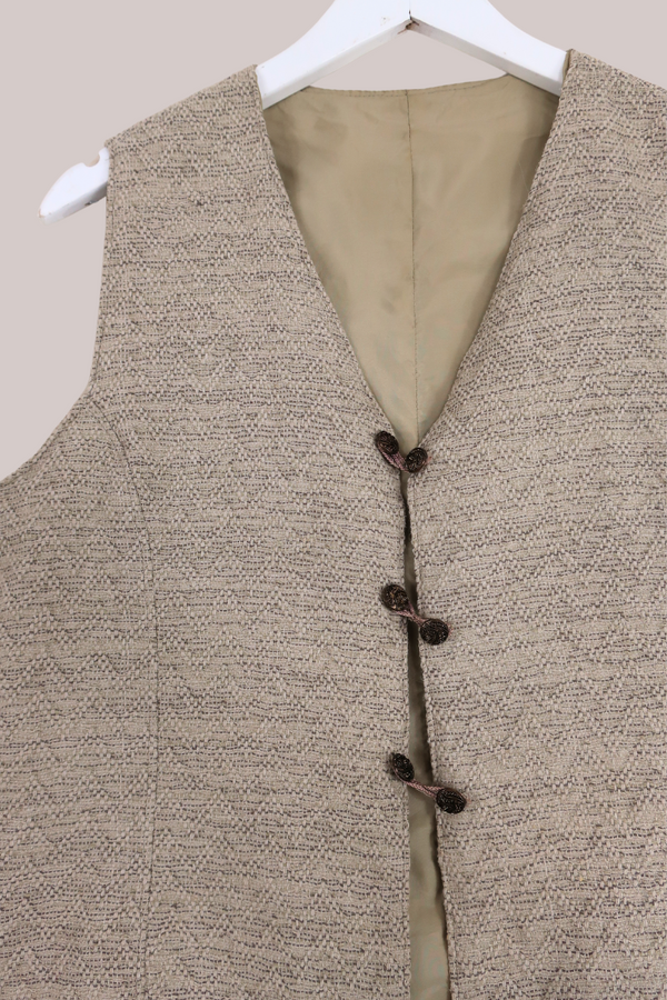 Vintage Ecru Natural Weave Waistcoat - Size M/L