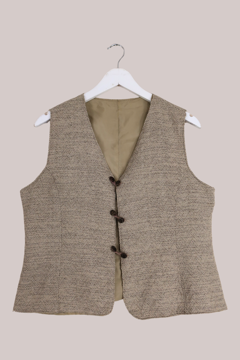Vintage Ecru Natural Weave Waistcoat - Size M/L by All About Audrey