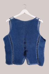 Vintage Patchwork Classic Blue Denim Waistcoat - Size S by All About Audrey