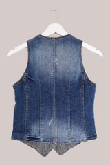 Vintage 90s Cut Distressed Denim Waistcoat - Size XXS by All About Audrey