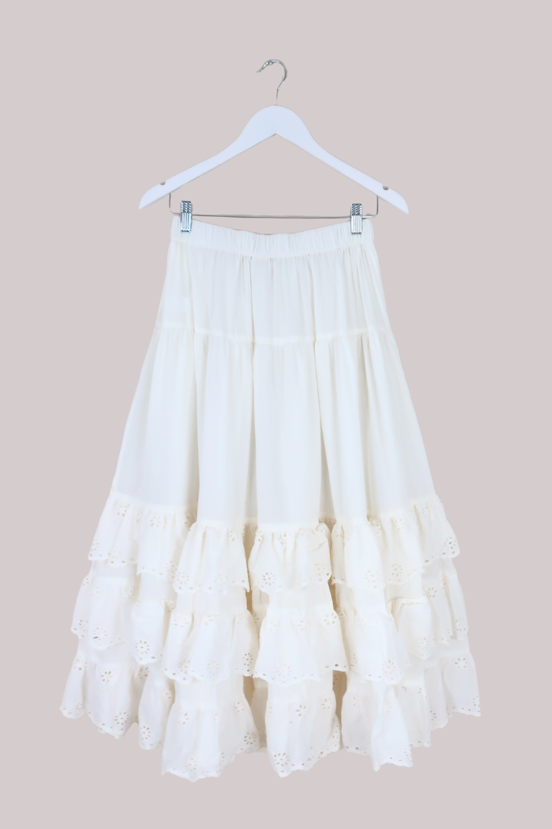 Wendy Broderie Anglaise Skirt in Diary White