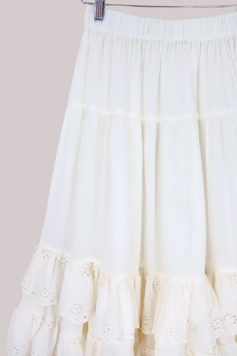 Wendy Broderie Anglaise Skirt in Diary White