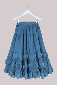 Wendy Broderie Anglaise Skirt in Denim Blue