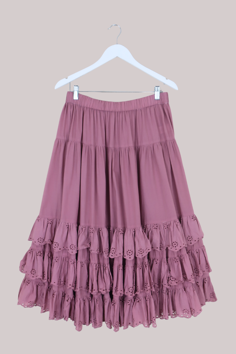 Wendy Broderie Anglaise Skirt in Angel's Pink