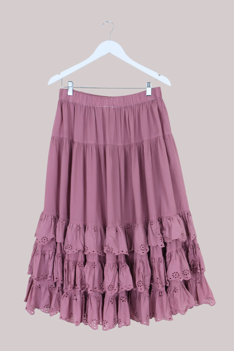 Wendy Broderie Anglaise Skirt in Angel's Pink