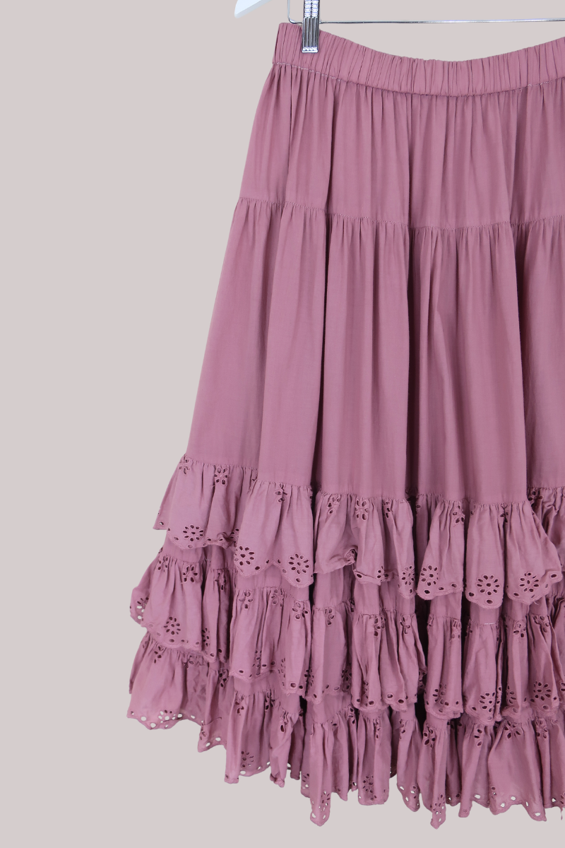 Wendy Broderie Anglaise Skirt in Angel's Pink