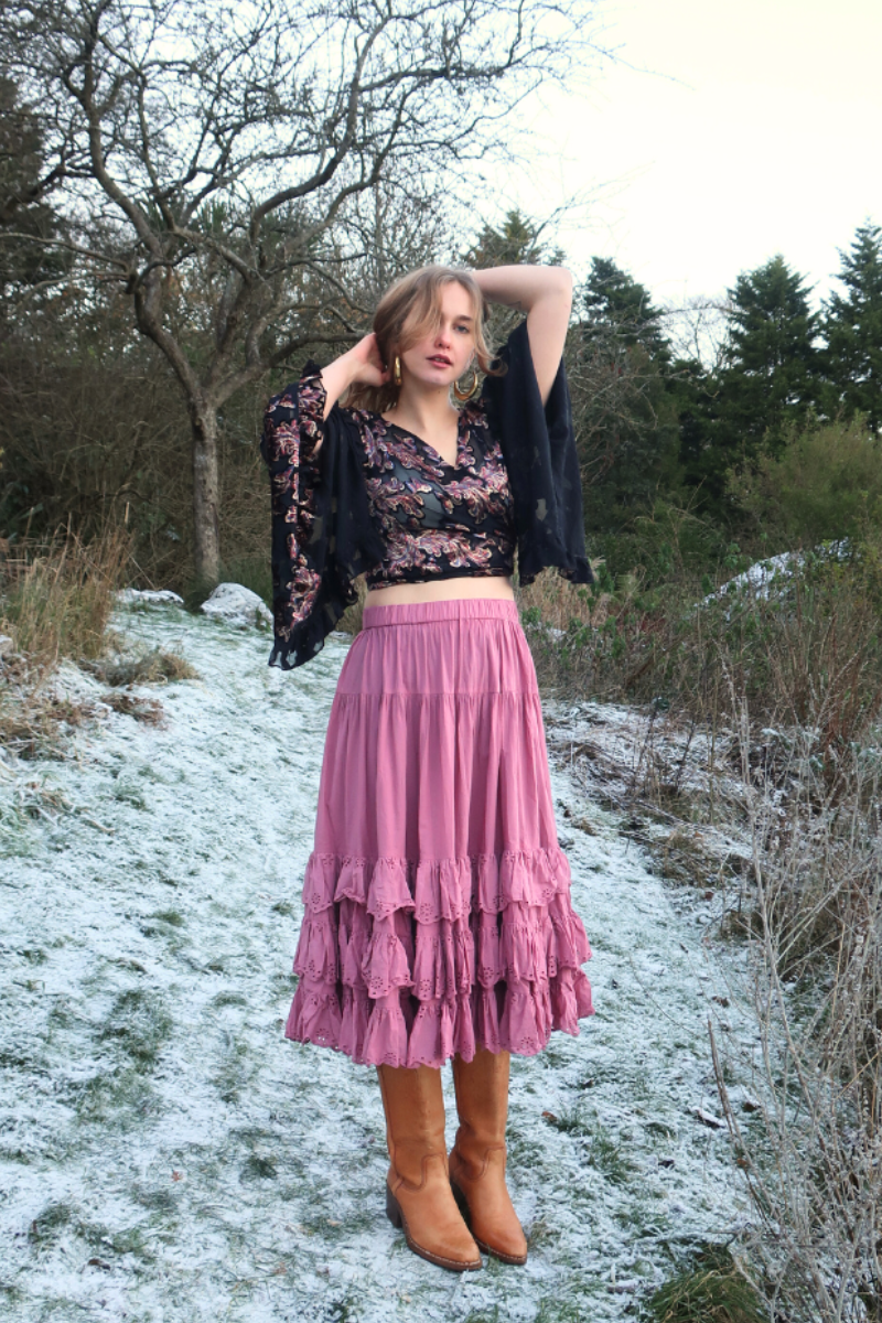 Wendy Broderie Anglaise Skirt in Angel's Pink