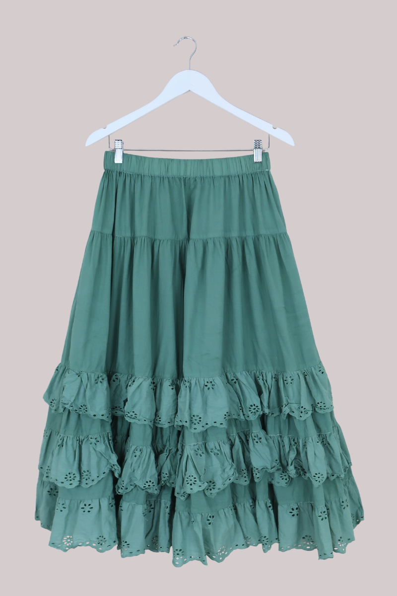 Wendy Broderie Anglaise Skirt in Mint Green