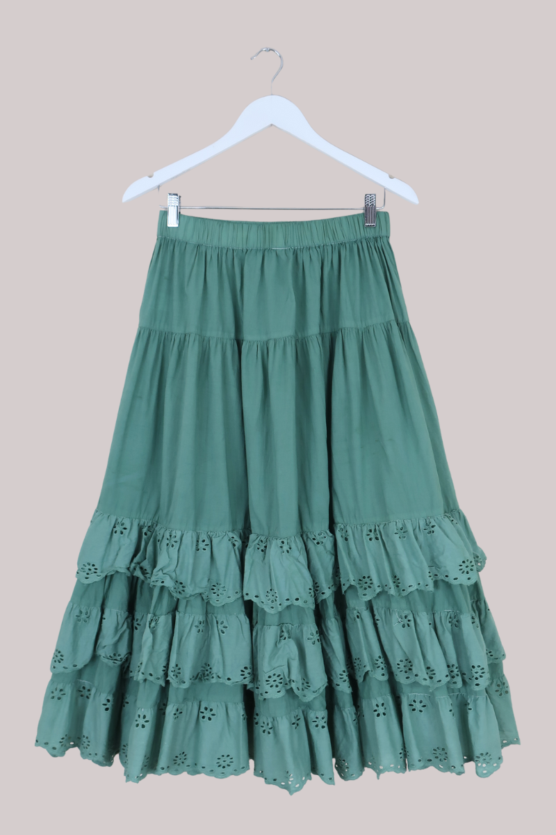 Wendy Broderie Anglaise Skirt in Mint Green