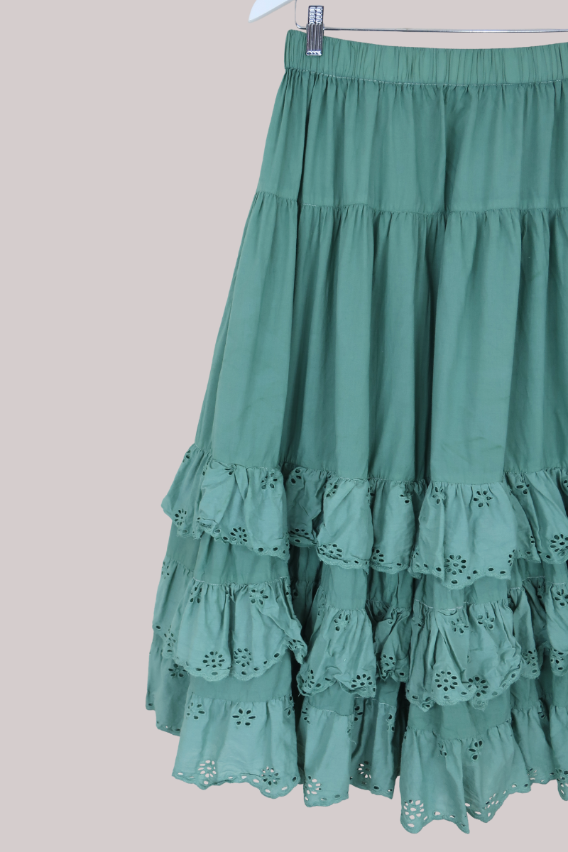 Wendy Broderie Anglaise Skirt in Mint Green