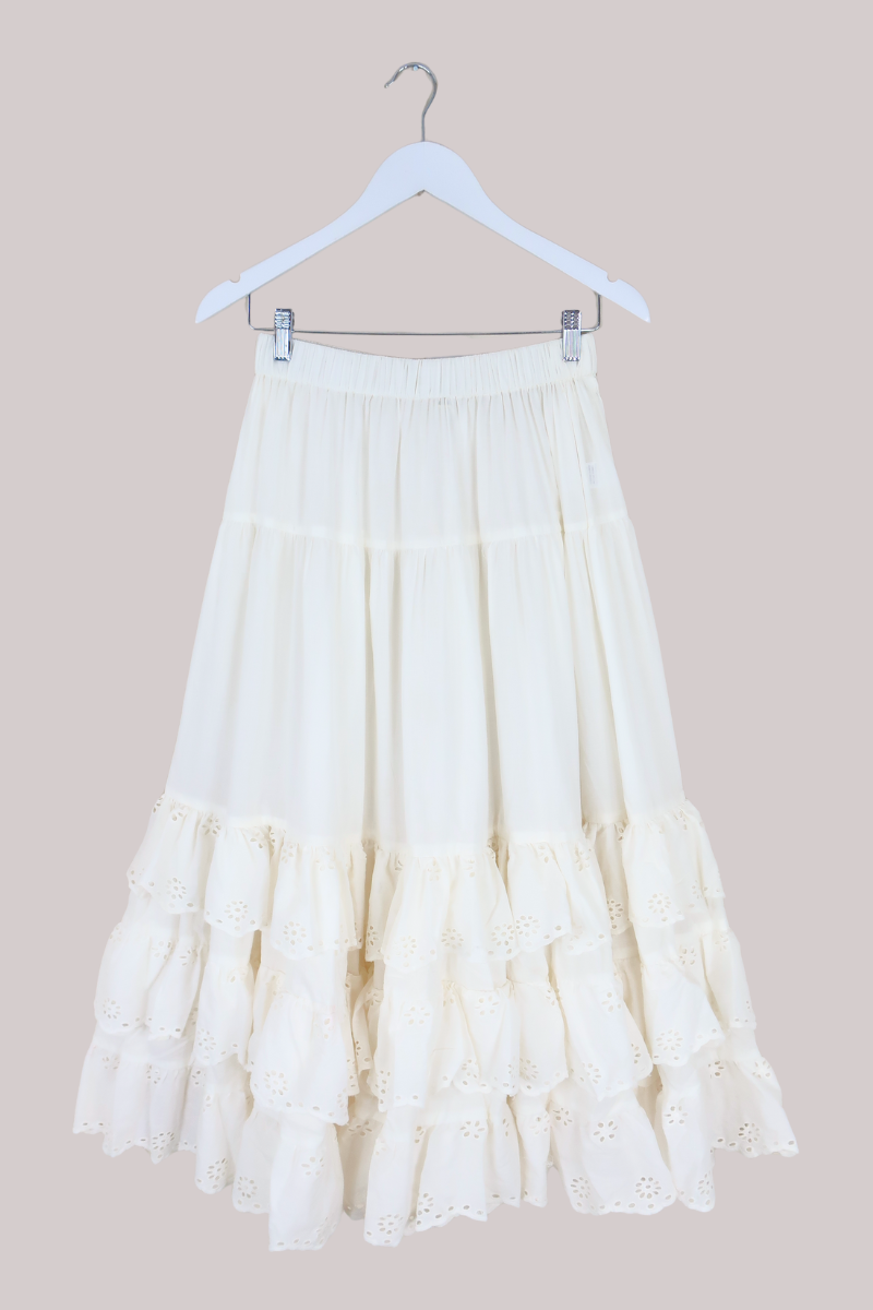 Wendy Broderie Anglaise Skirt in Diary White