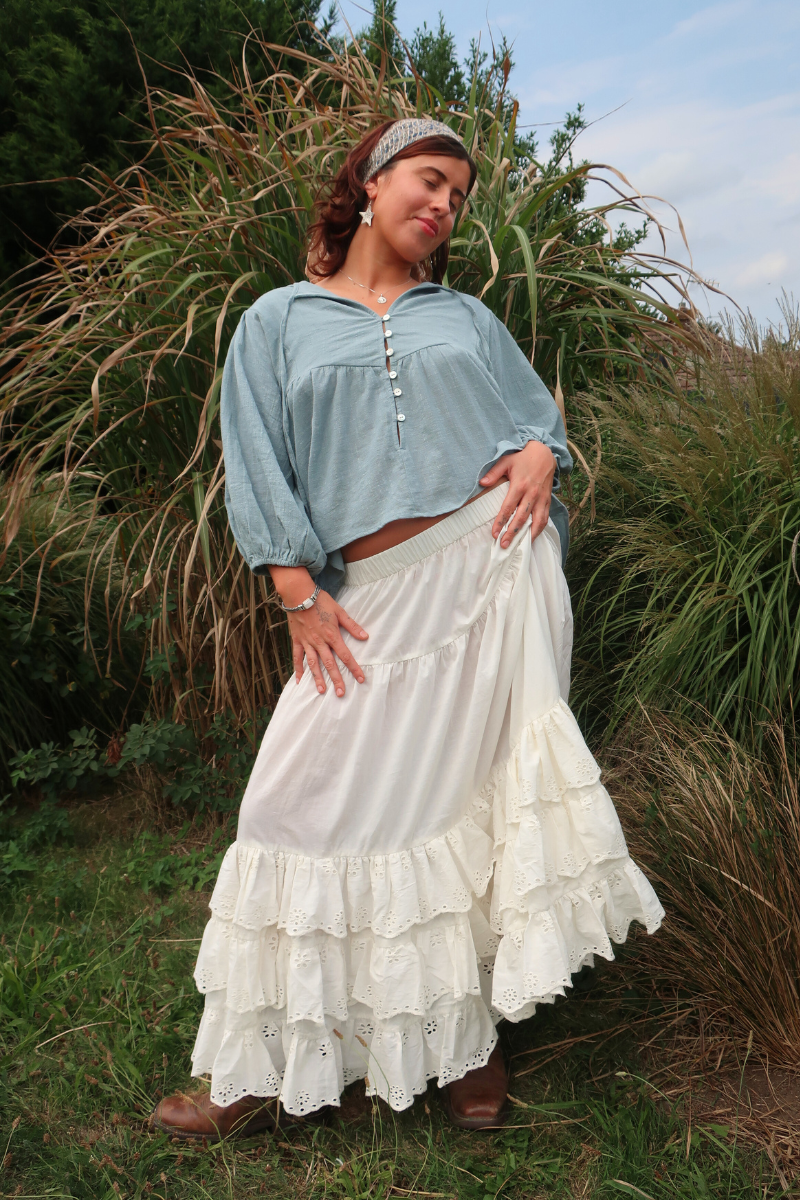 Wendy Broderie Anglaise Skirt in Diary White