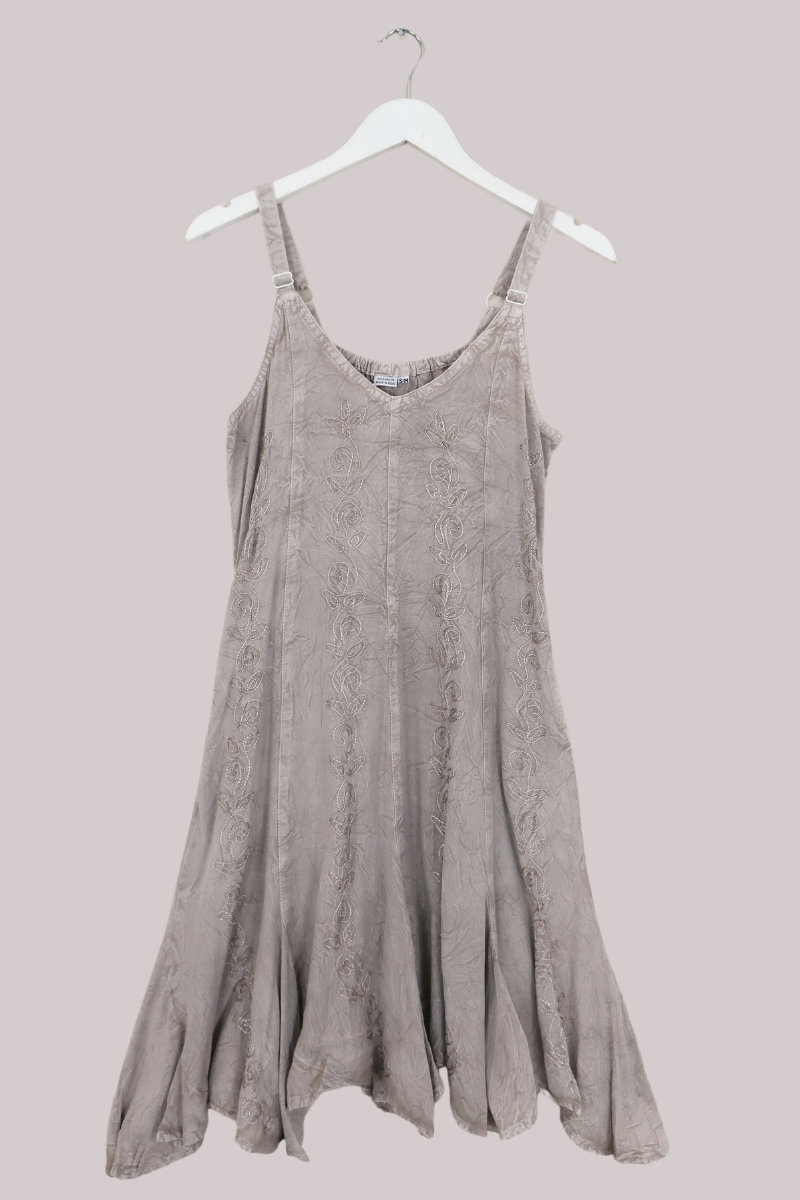 Indian Embroidered Mini Slip Dress in Maple White - Free Size