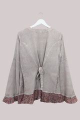 Embroidered Frill Sleeve Blouse in Maple White - Free Size