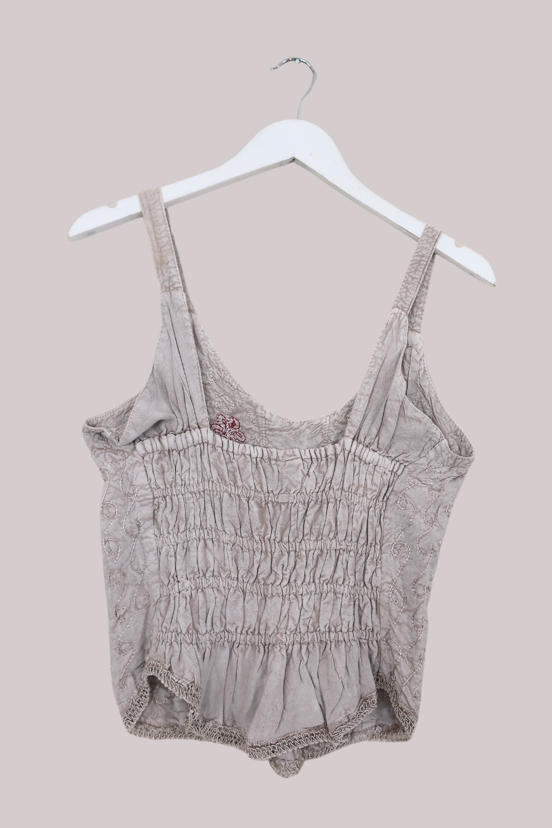 Embroidered Corset Top in Maple White - Free Size