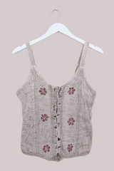 Embroidered Corset Top in Maple White - Free Size