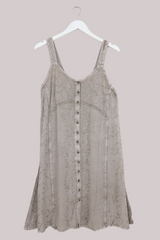 Embroidered Button-Up Mini Slip Dress in Maple White - Free Size